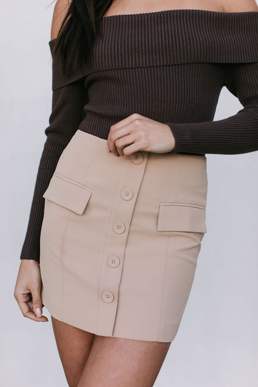 Haider Mini Skirt - Beige