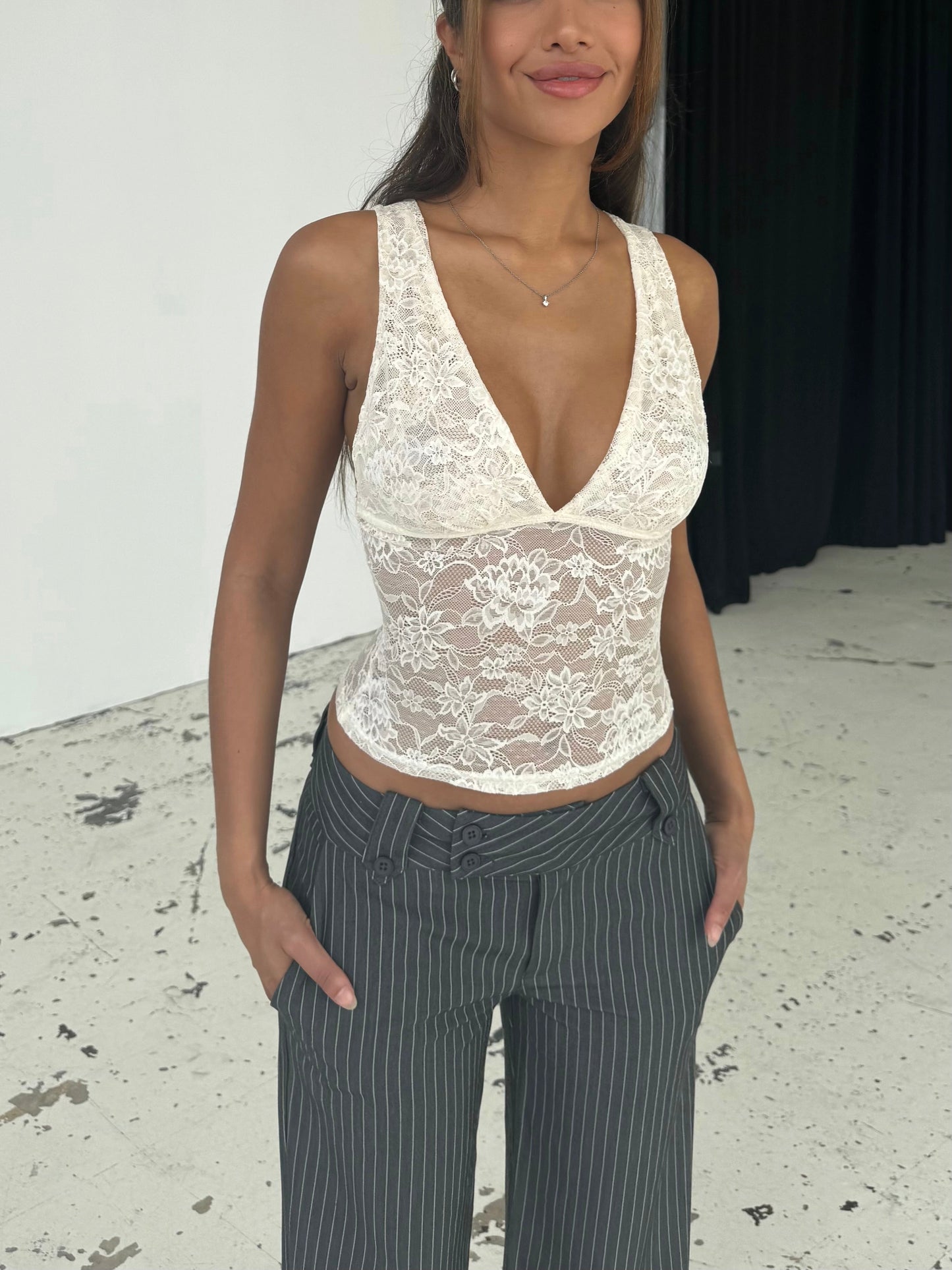 Linea lace top - cream