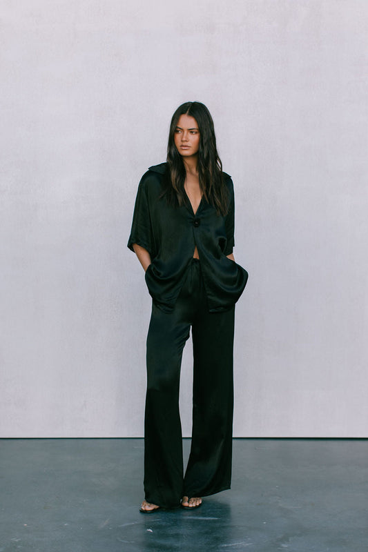 Francesca Shirt - Black Satin