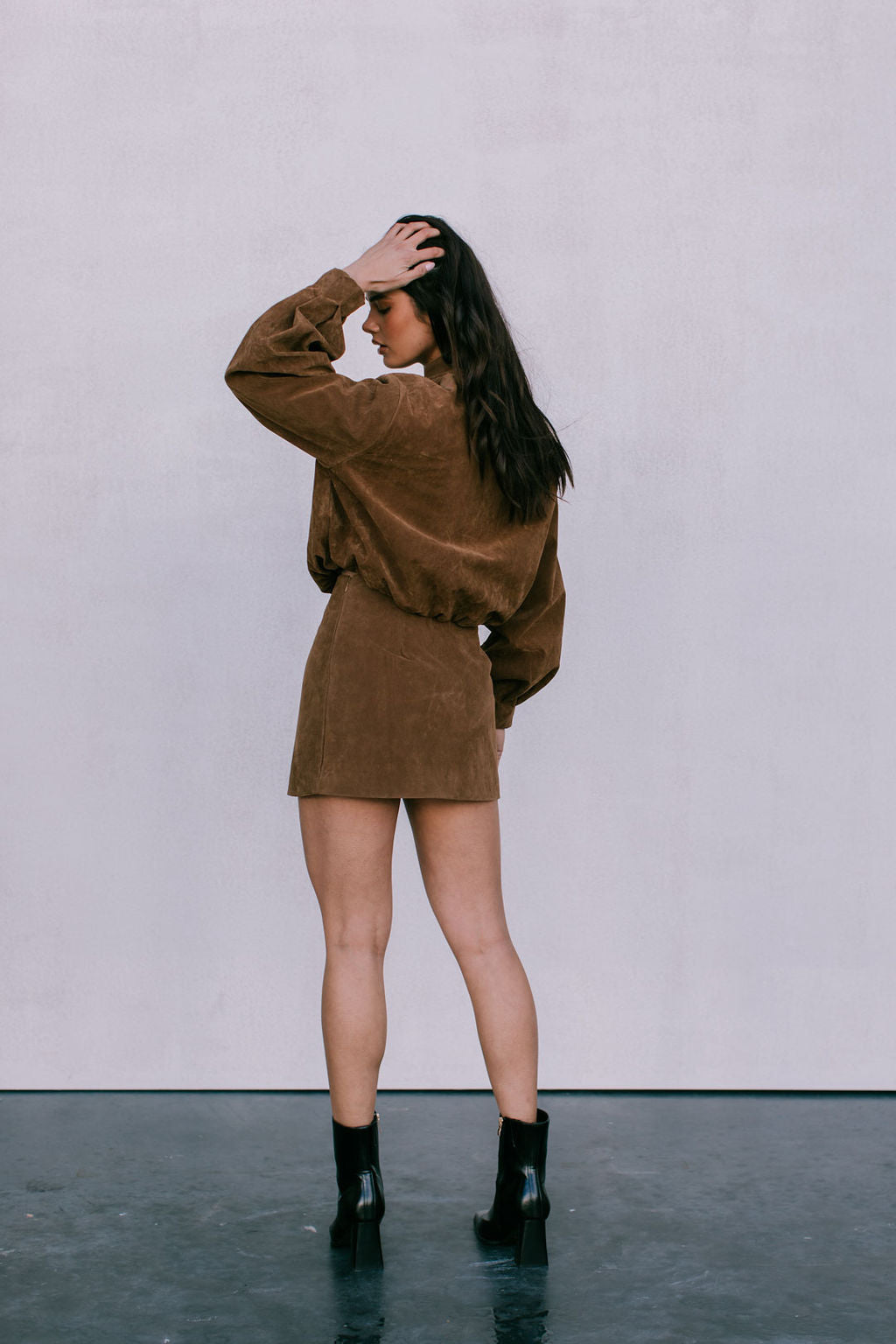 Diego Bomber Jacket - Tan Suede Look