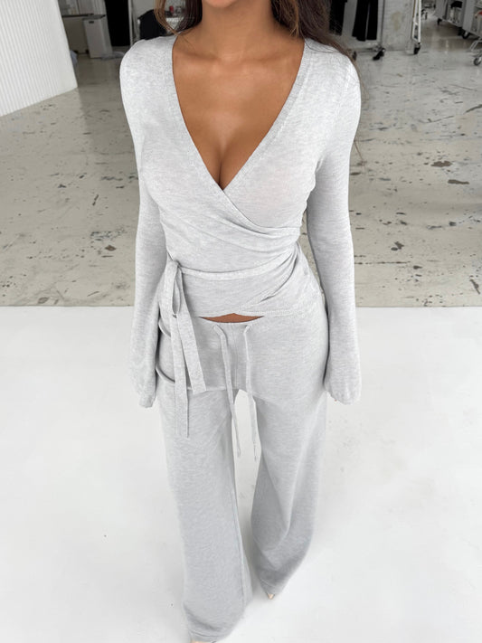 Knit trousers - light grey