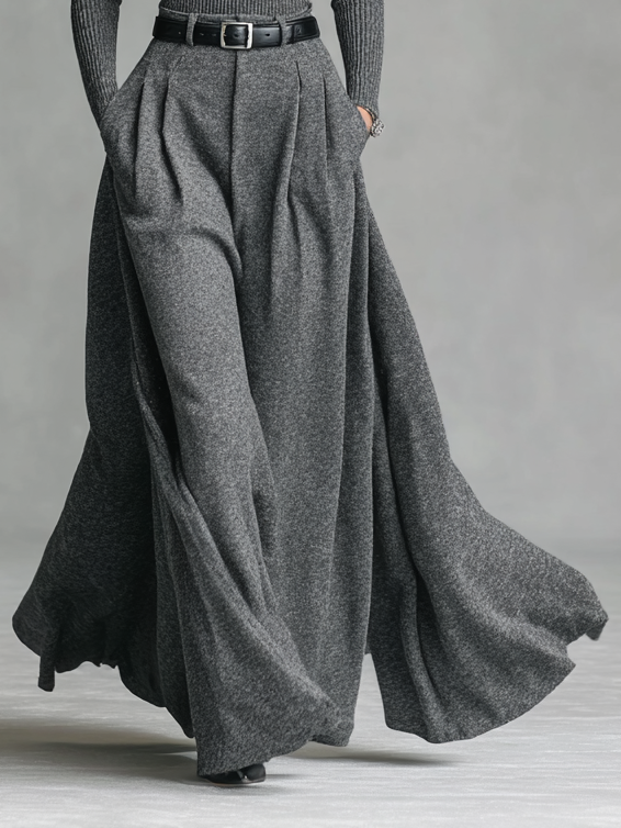 Women's Fashion Tight Knit Top Woolen Skirt Set(Without Belt)MDA0710H9Y