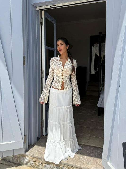 Thalia Trim lace top - cream