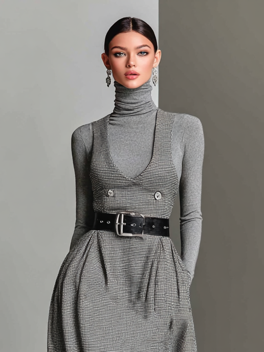 Women's Plaid Tank Maxi Dress (Without Belt) MDA2596H7Y