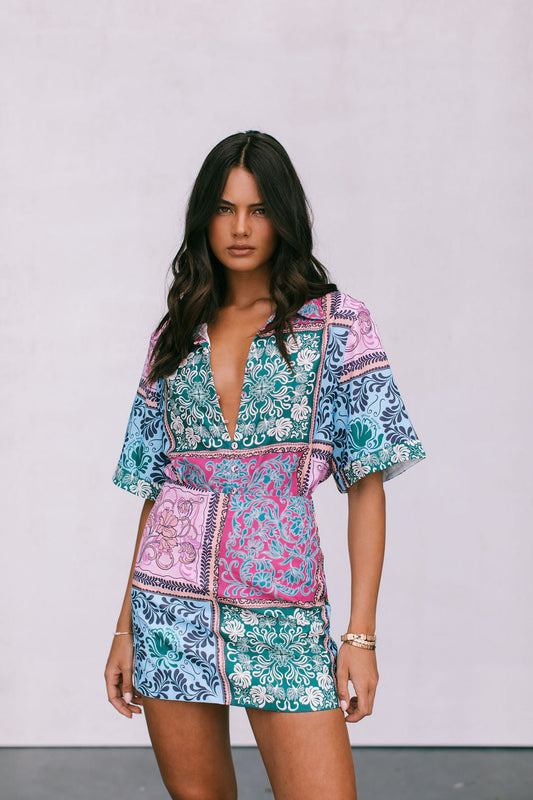 Loren Shirt - Paisley Tile Print