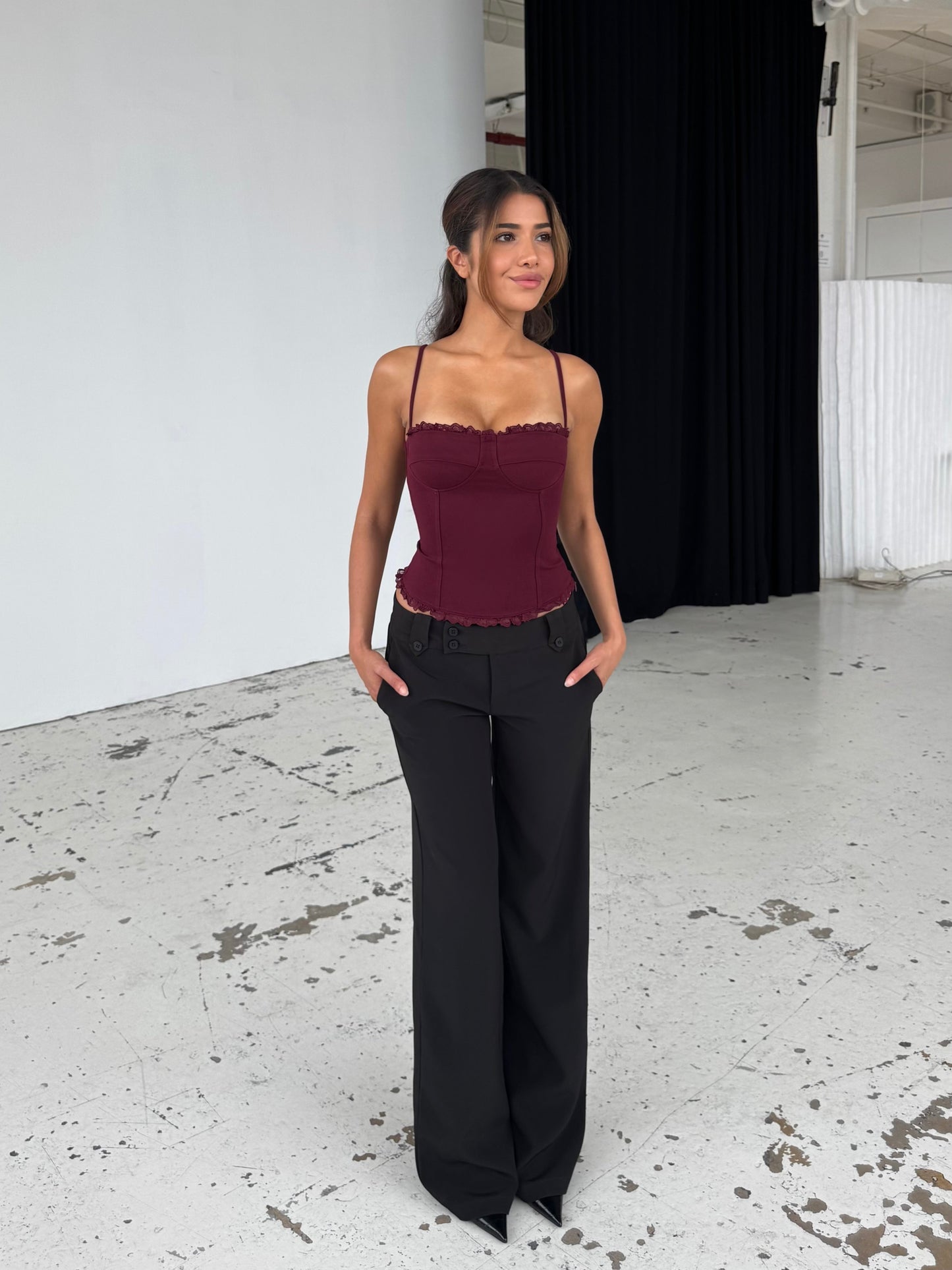 Lula lace corset top - dark red