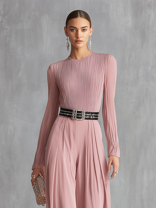 Women's Blush Sophisticated Crepe - Textured Wide - Leg Jumpsuit MDA2843H6I