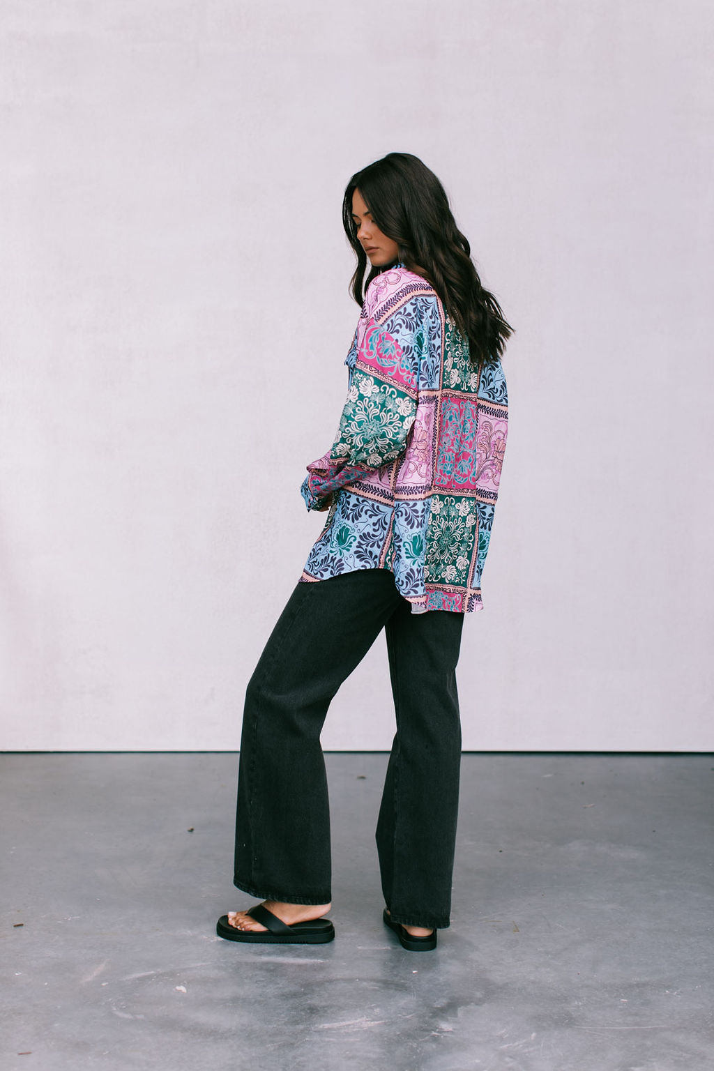Sylvia Oversized Shirt - Paisley Tile Print