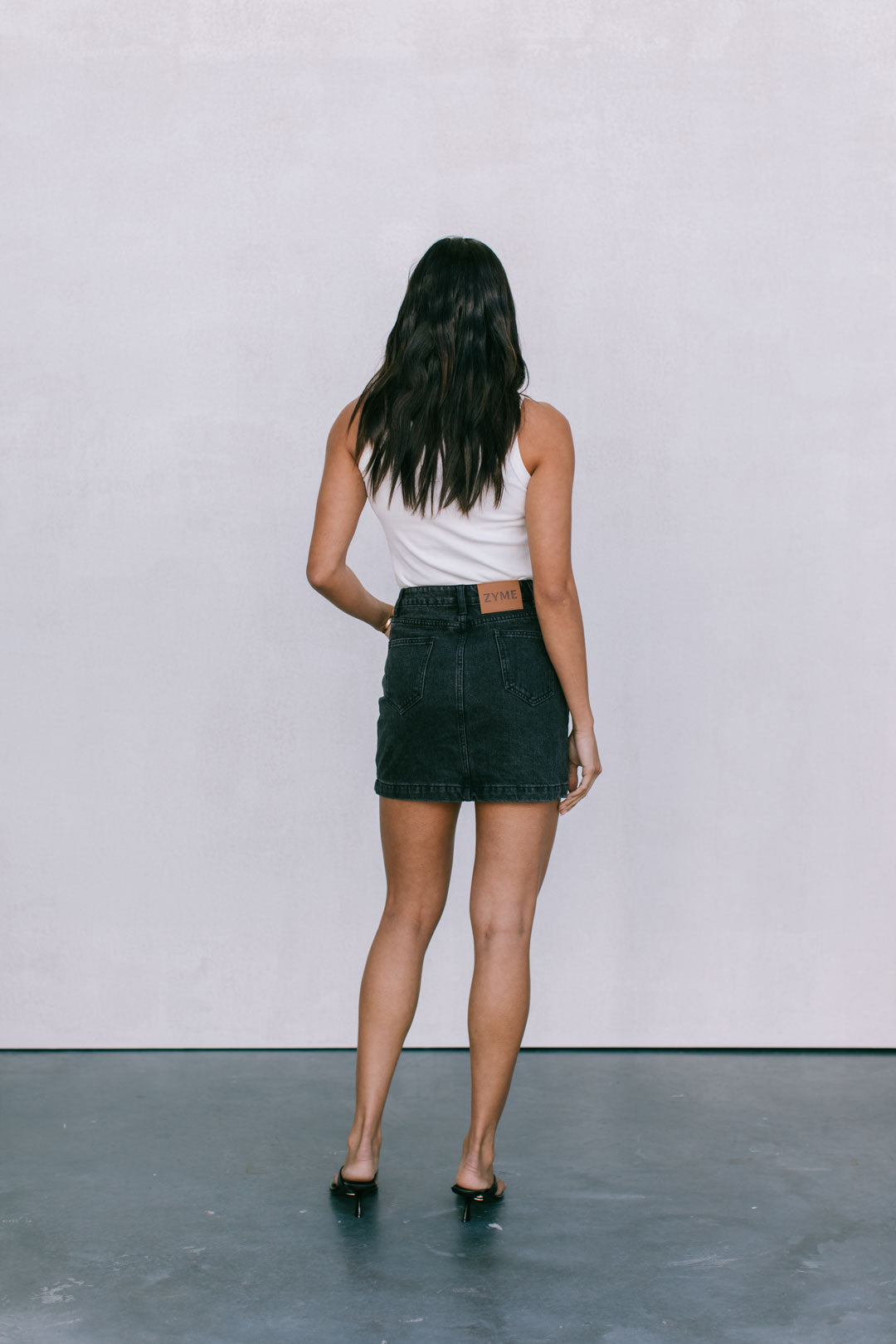 Erin Mini Denim Skirt - Washed Black