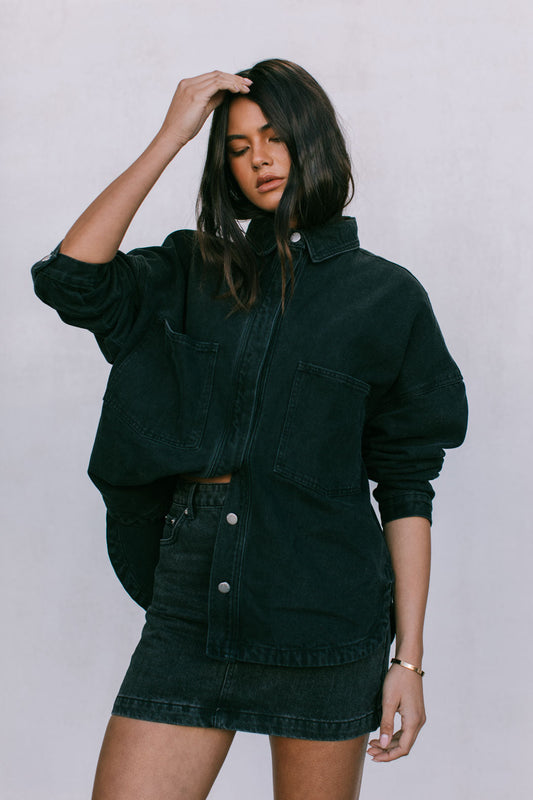 Ilou Denim Shirt - Washed Black
