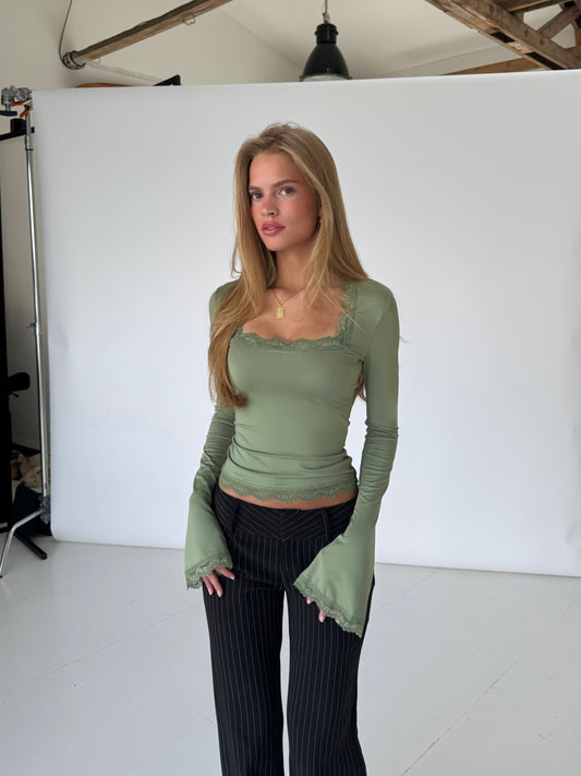 Blair basic lace top - sage