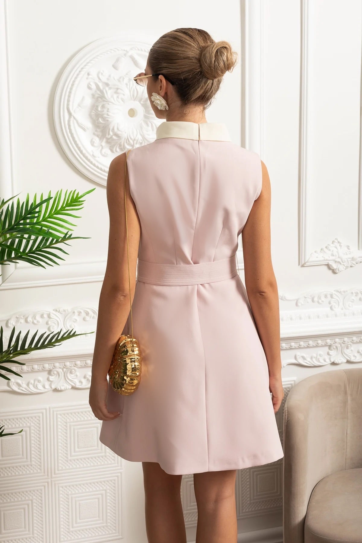 Contrasting Mini Dress - Pink