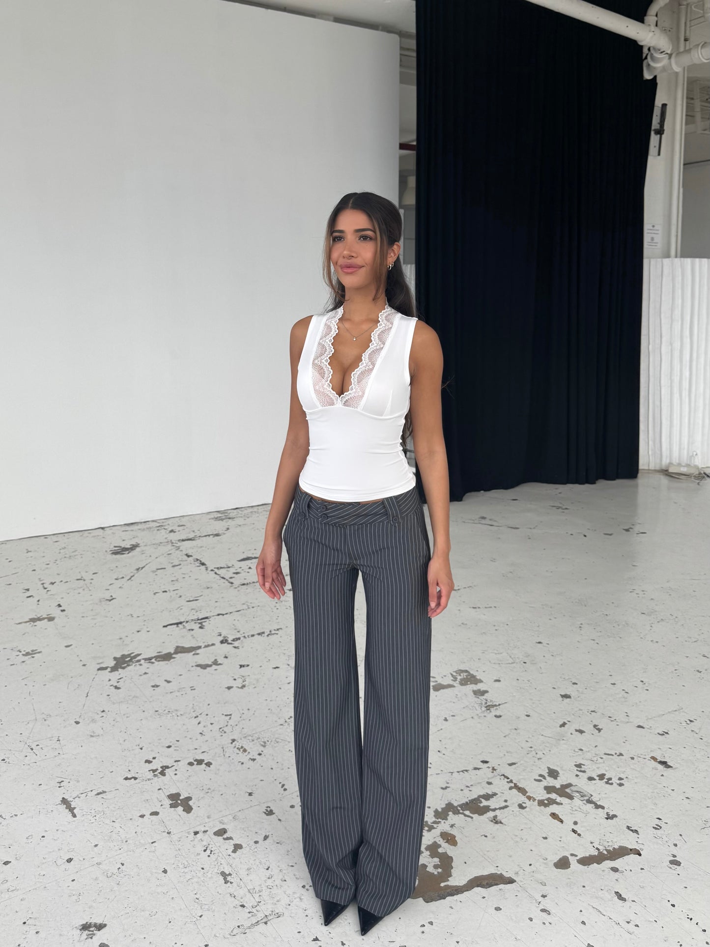 Lucia basic lace top - white
