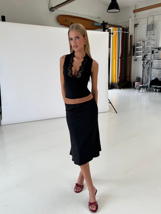 Lucia basic lace top - black