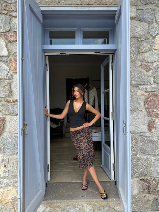 Basic lace top - black