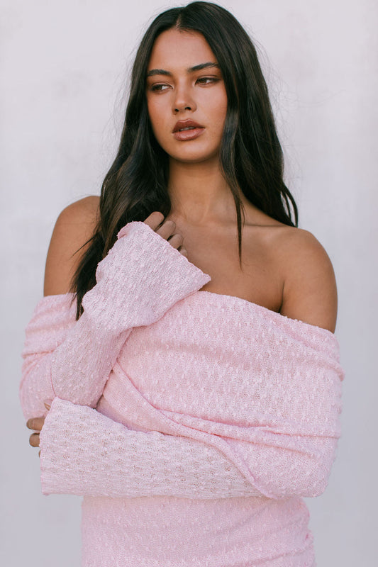 Delta Mini Dress - Baby Pink Knit