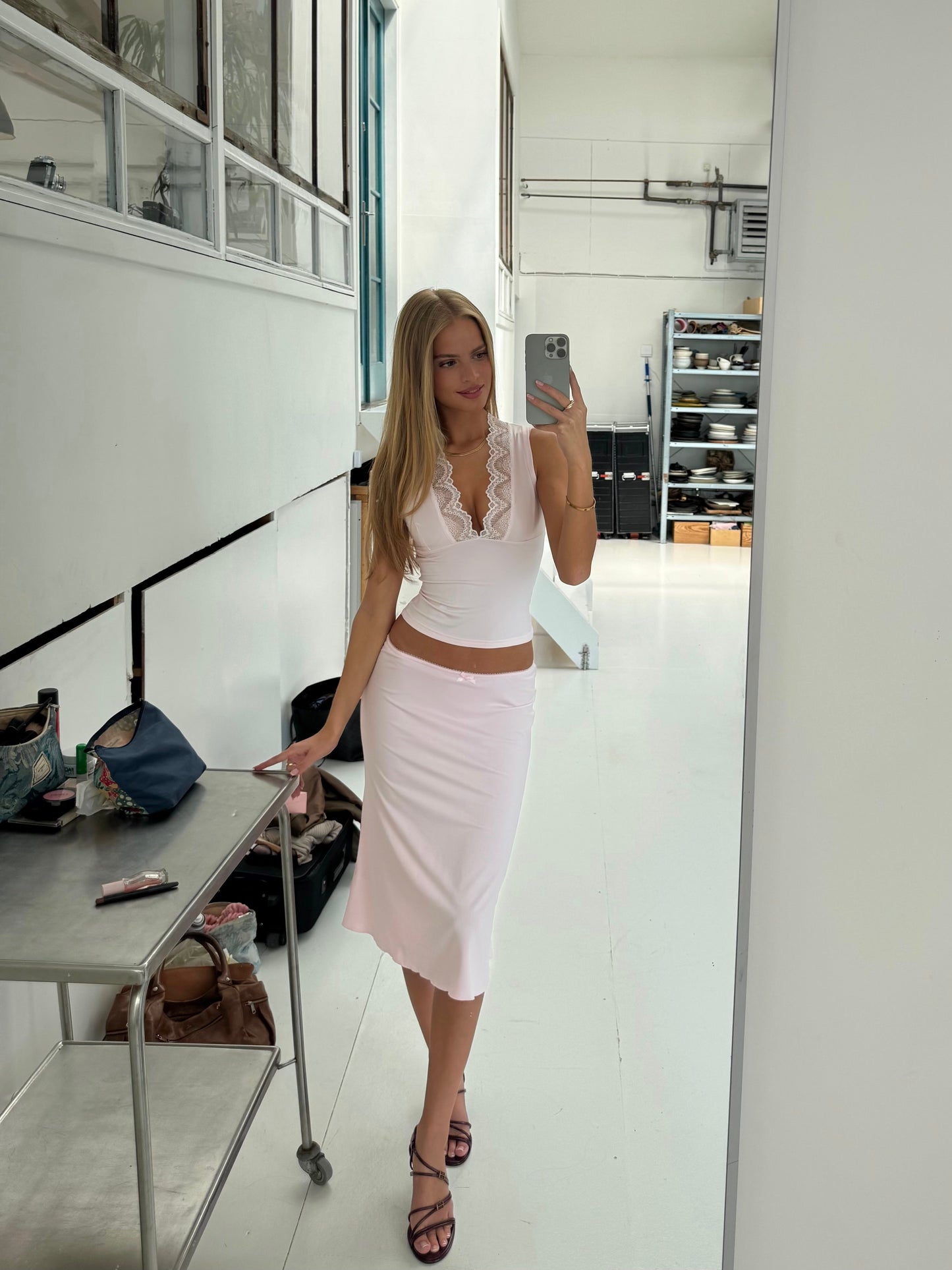 Lucia basic lace top - pink