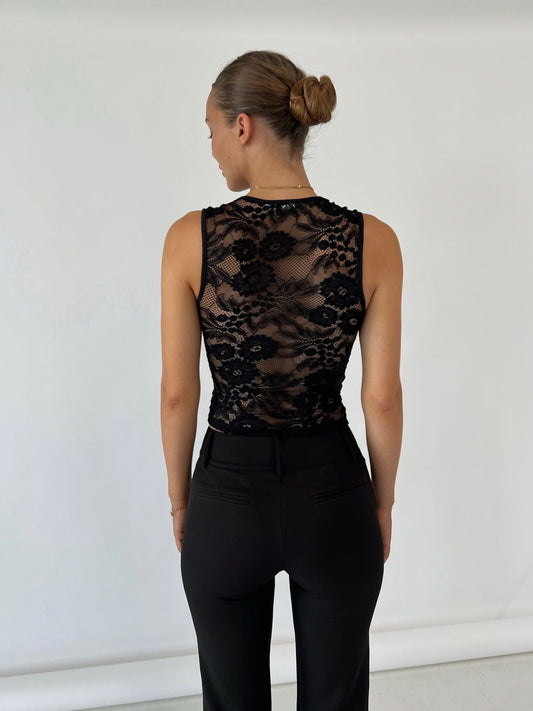 Lace tank top - black