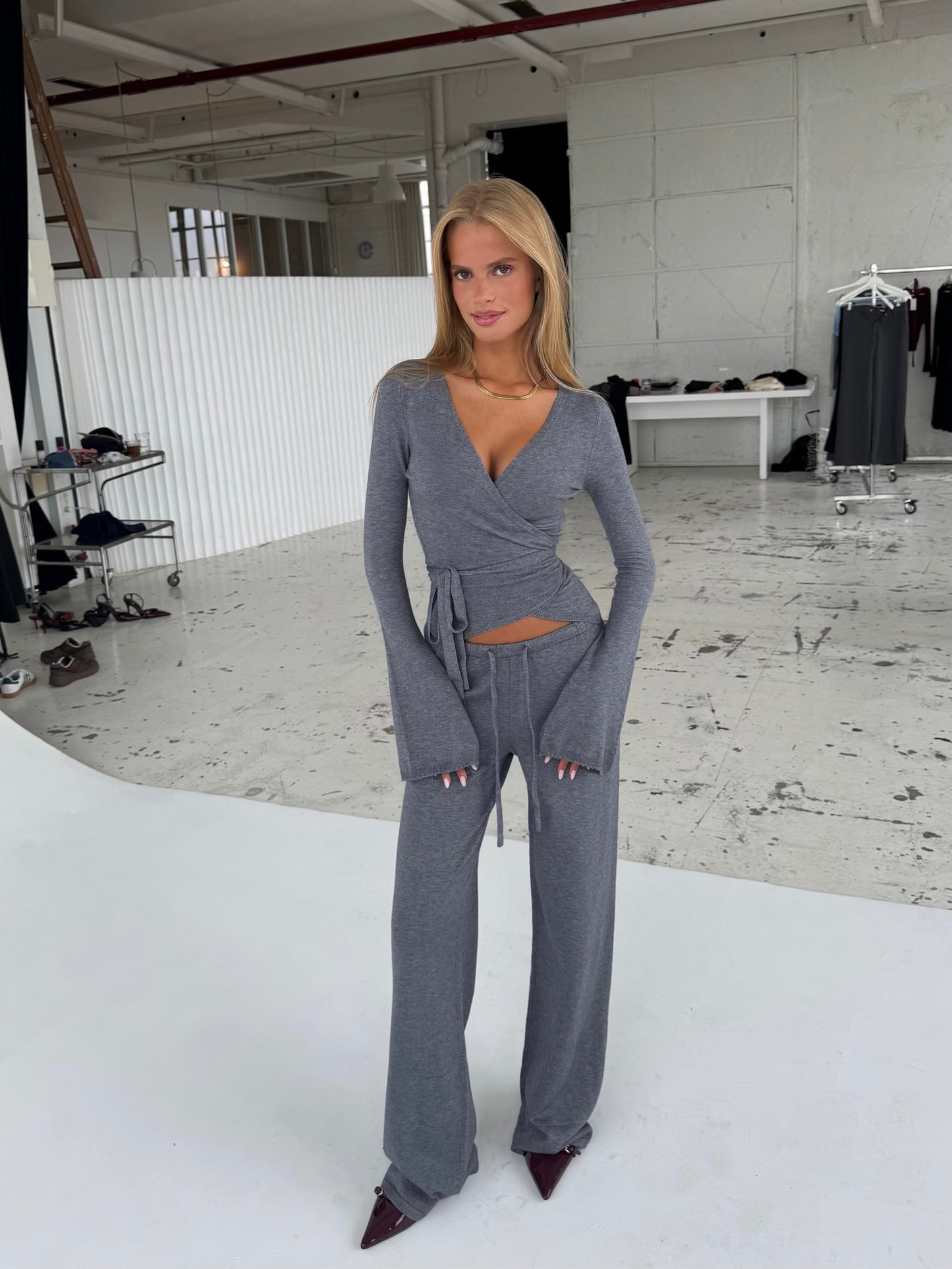 Ballerina knit top - melange grey