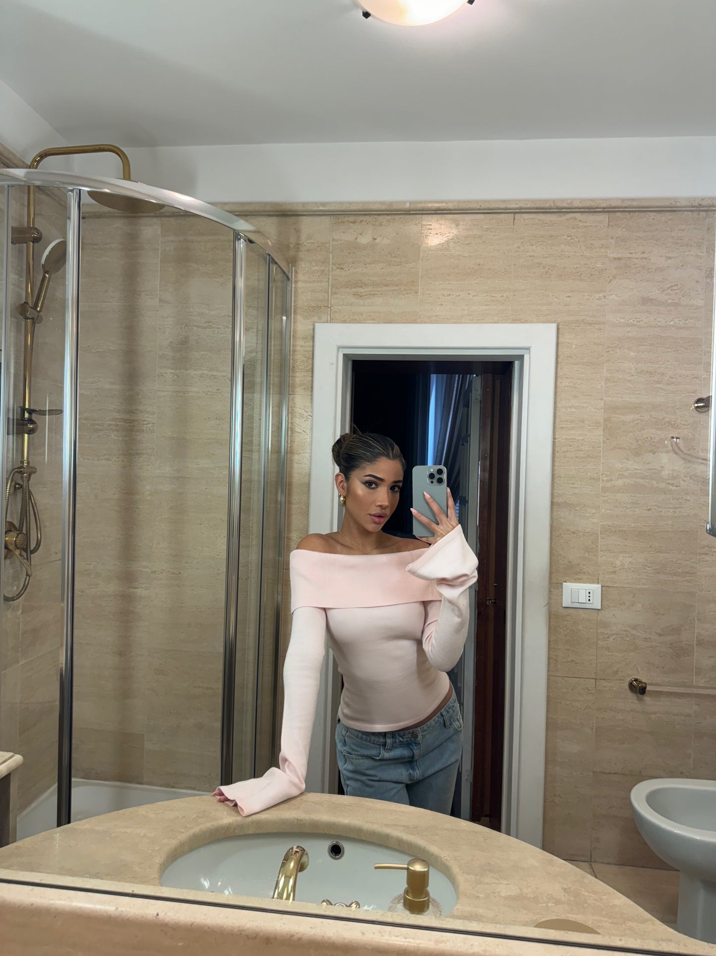 Kaia knit top - light pink