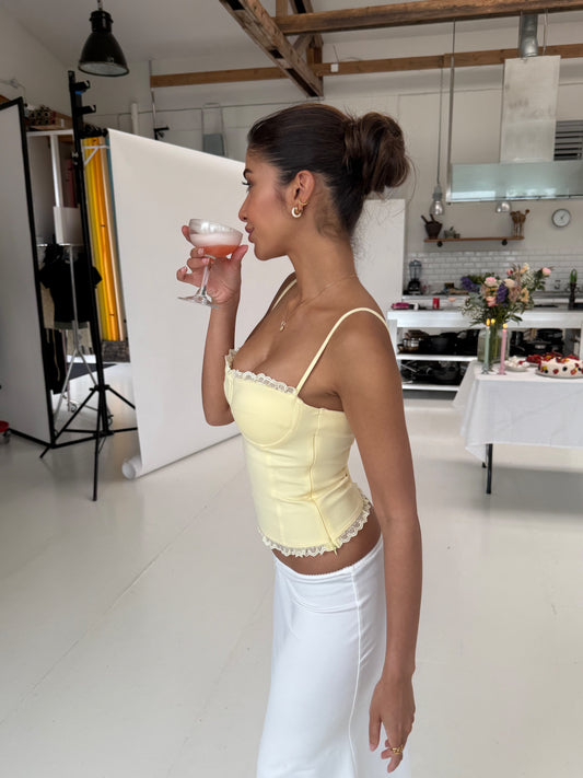 Lula lace corset top - light yellow