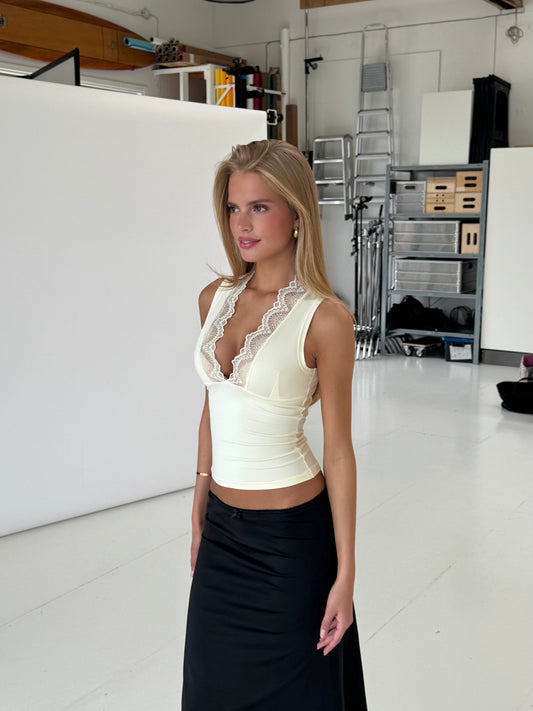 Lucia basic lace top - light yellow