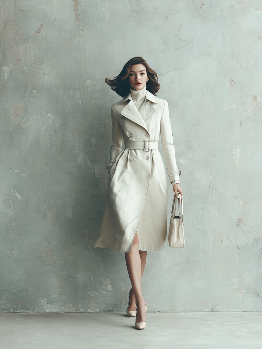 Women's Off-white Blended Thin Coat MDA2682H9T