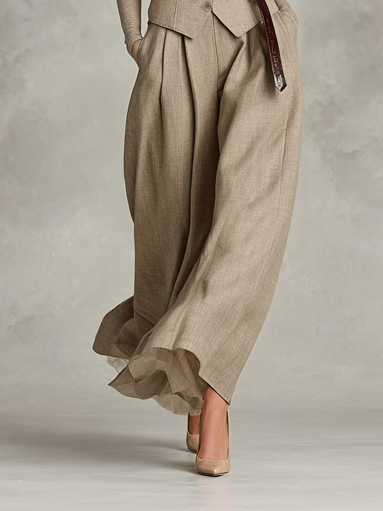 Women's Lapel Single-breasted Vest And Skirt Two-piece Set (Excluding Belt) MDA2555H0Y