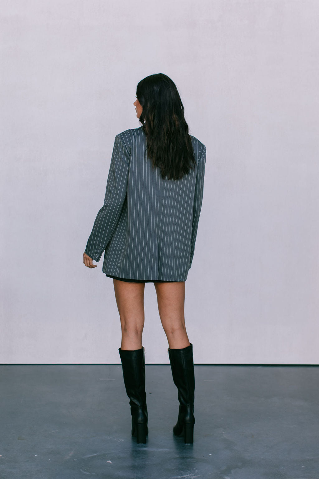 Quade Tailored Blazer - Charcoal Grey Pinstripe