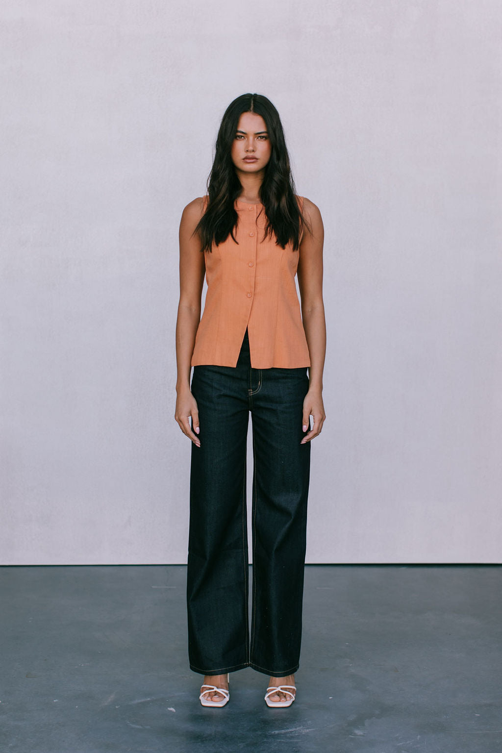 Virgo Tailored Vest - Rust Linen