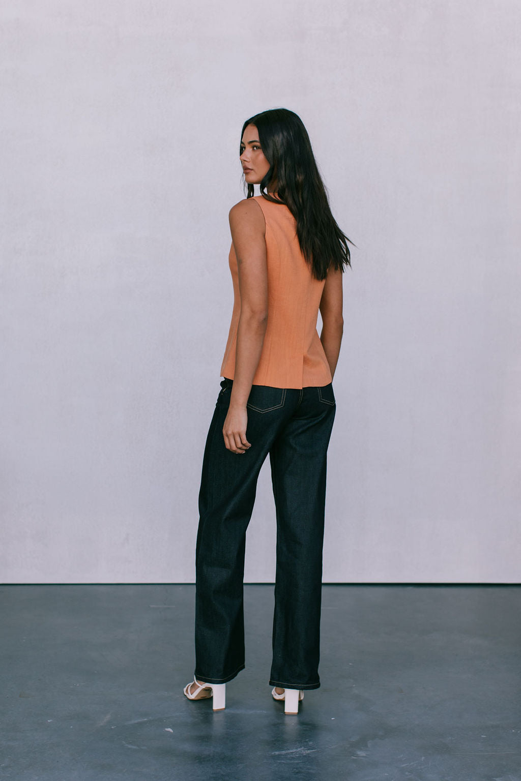 Virgo Tailored Vest - Rust Linen