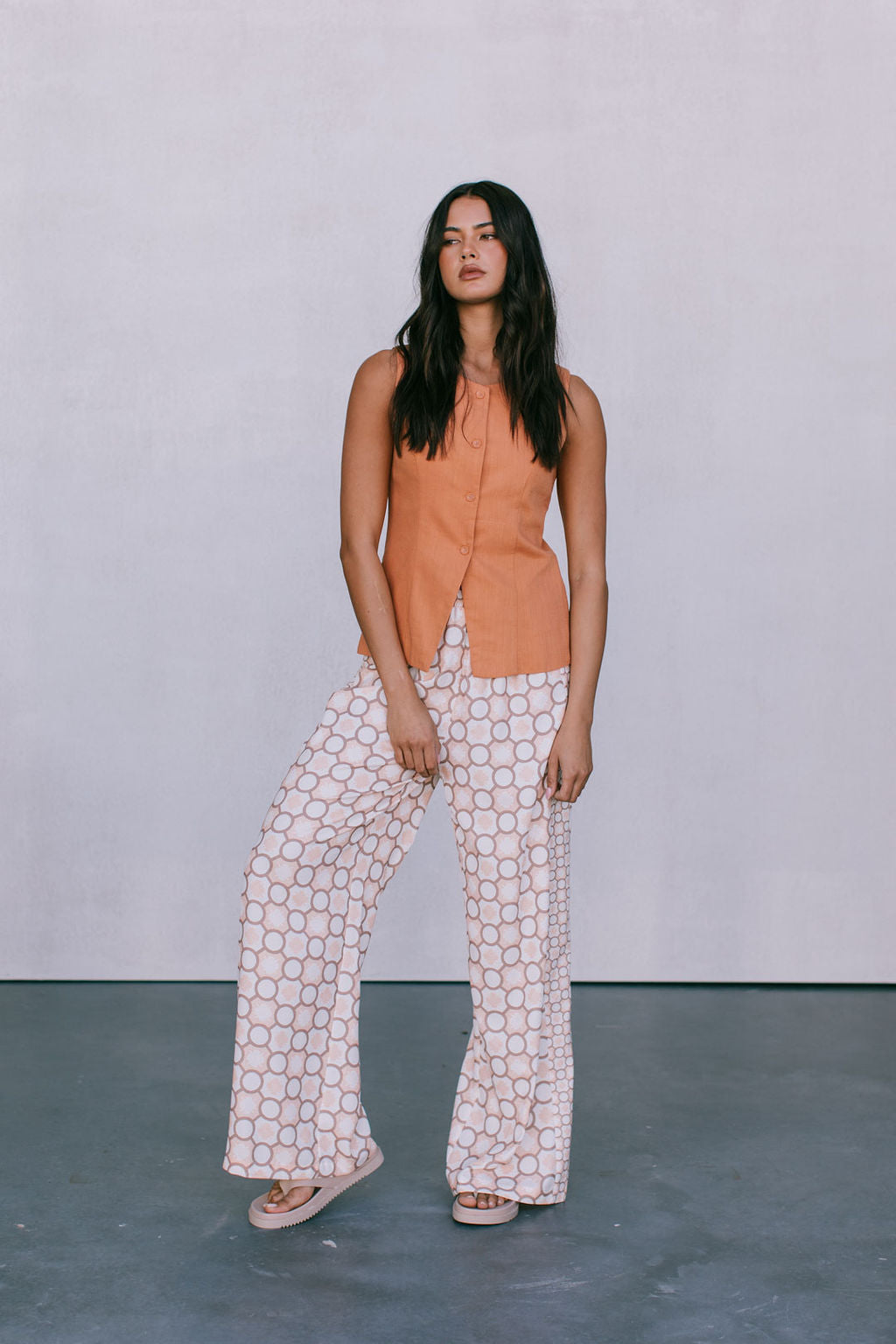 Virgo Tailored Vest - Rust Linen