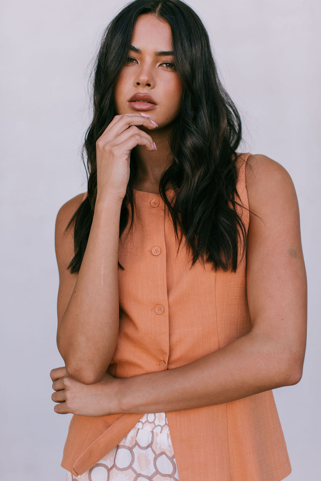 Virgo Tailored Vest - Rust Linen