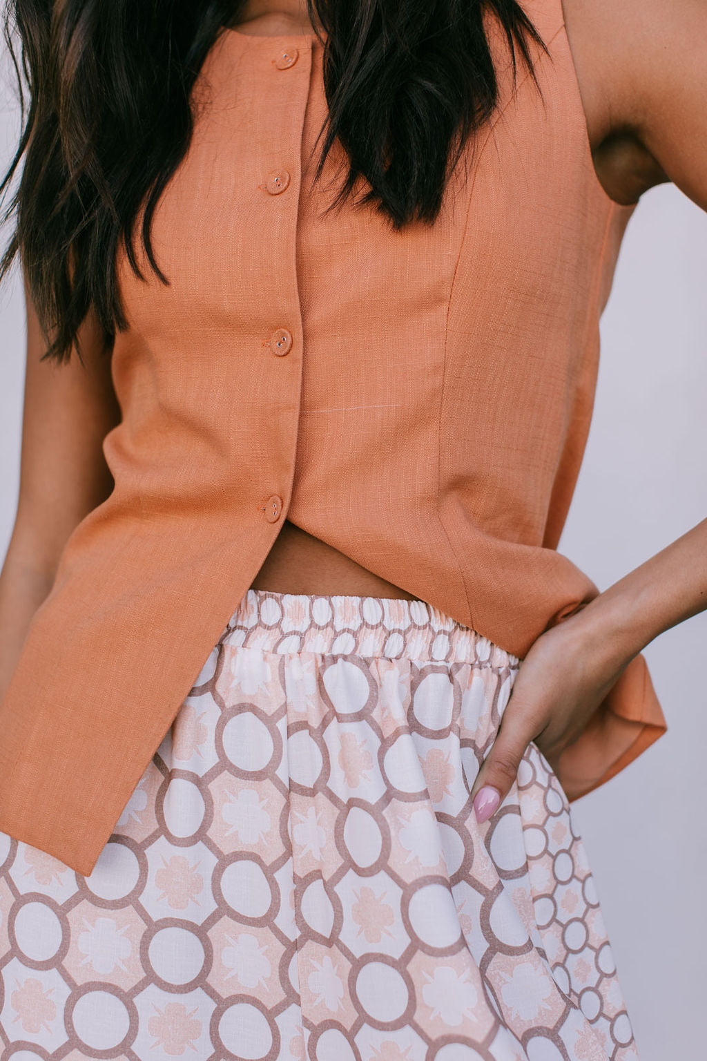 Virgo Tailored Vest - Rust Linen