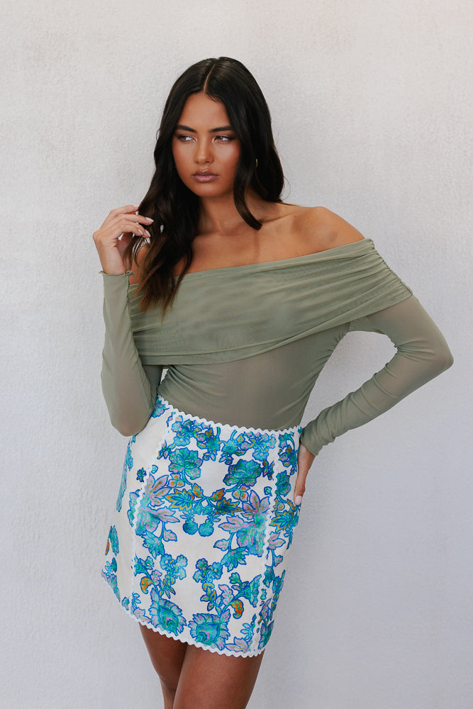 Aprire Mini Skirt - Cobalt Floral Print