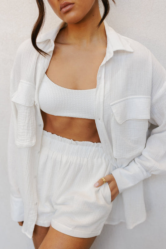 Eclipse Bralette - White Crinkle