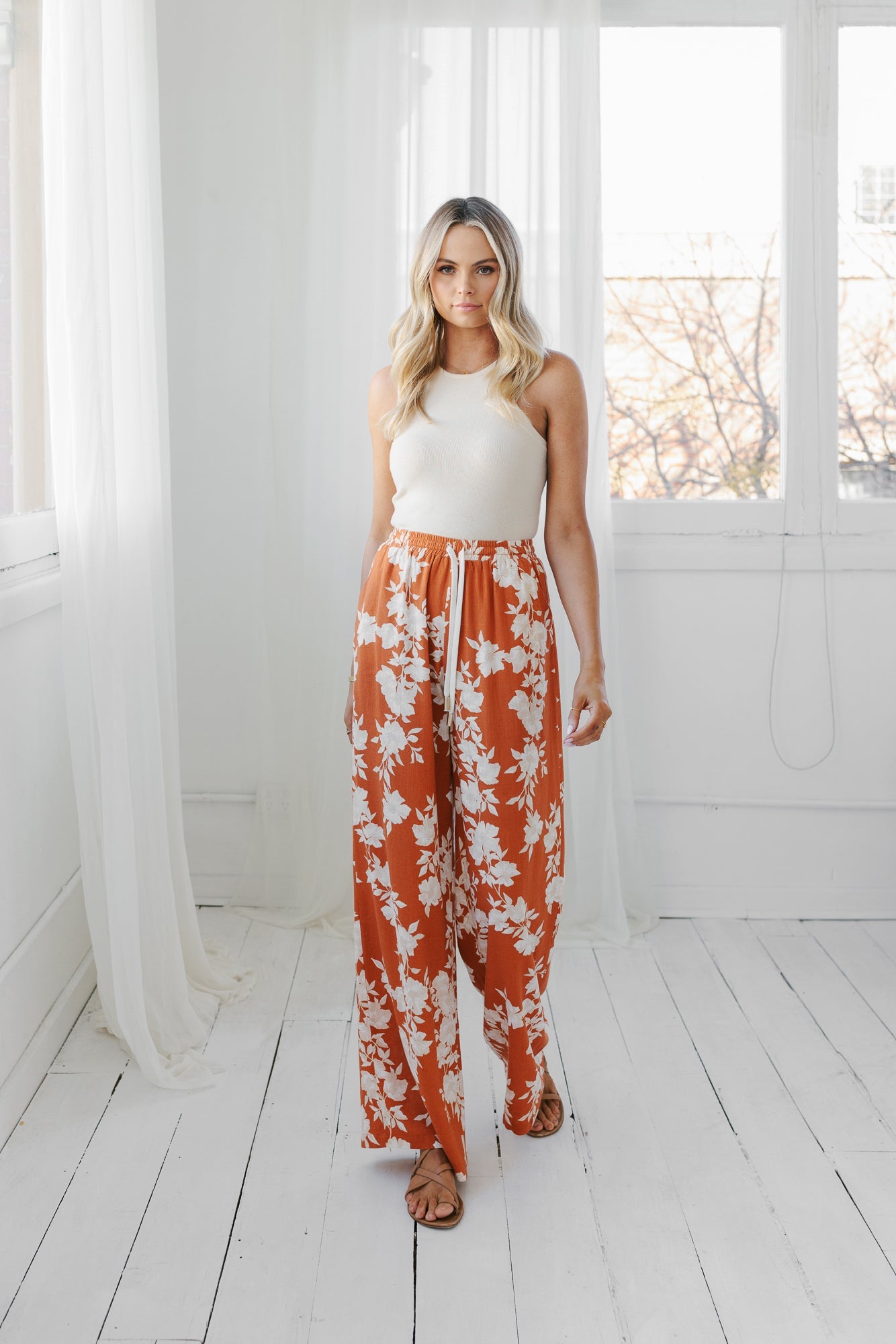 Citta Pants - Auburn/Beige Floral