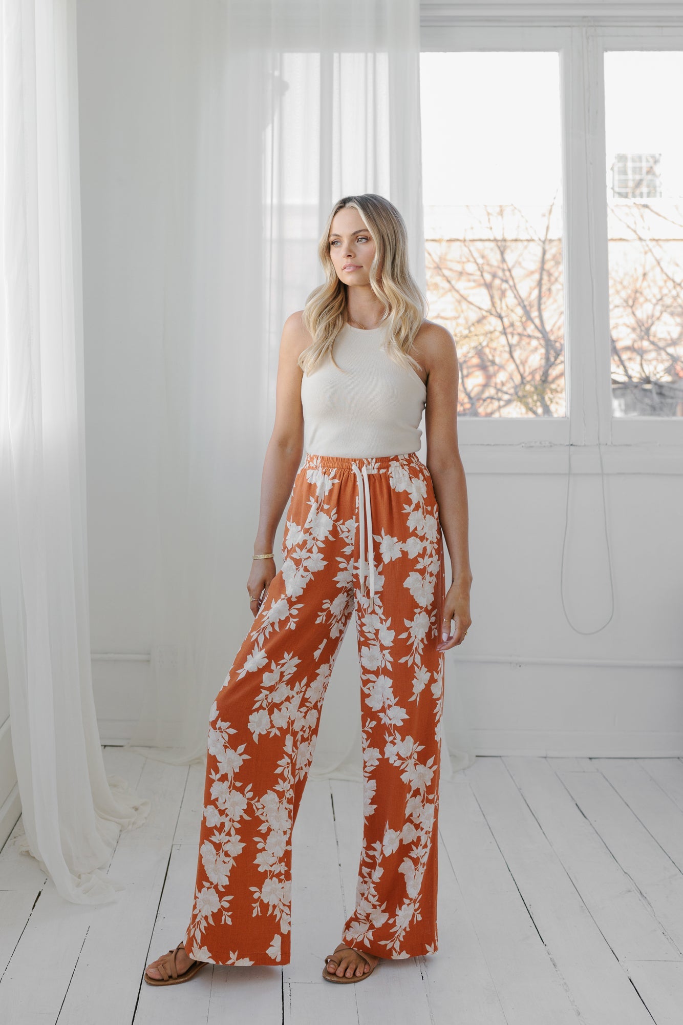 Citta Pants - Auburn/Beige Floral