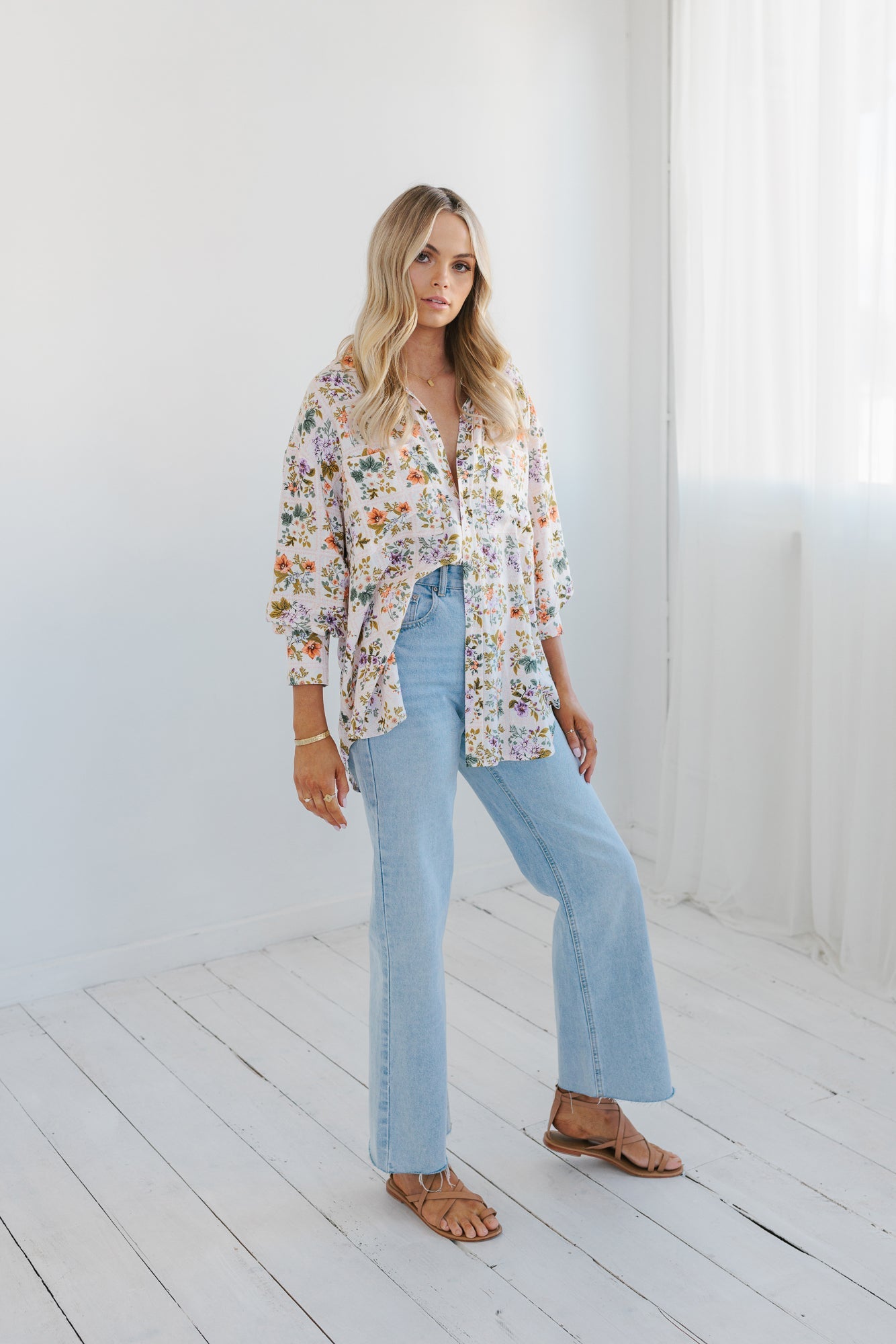 Rhea Shirt - Floral Tile Print