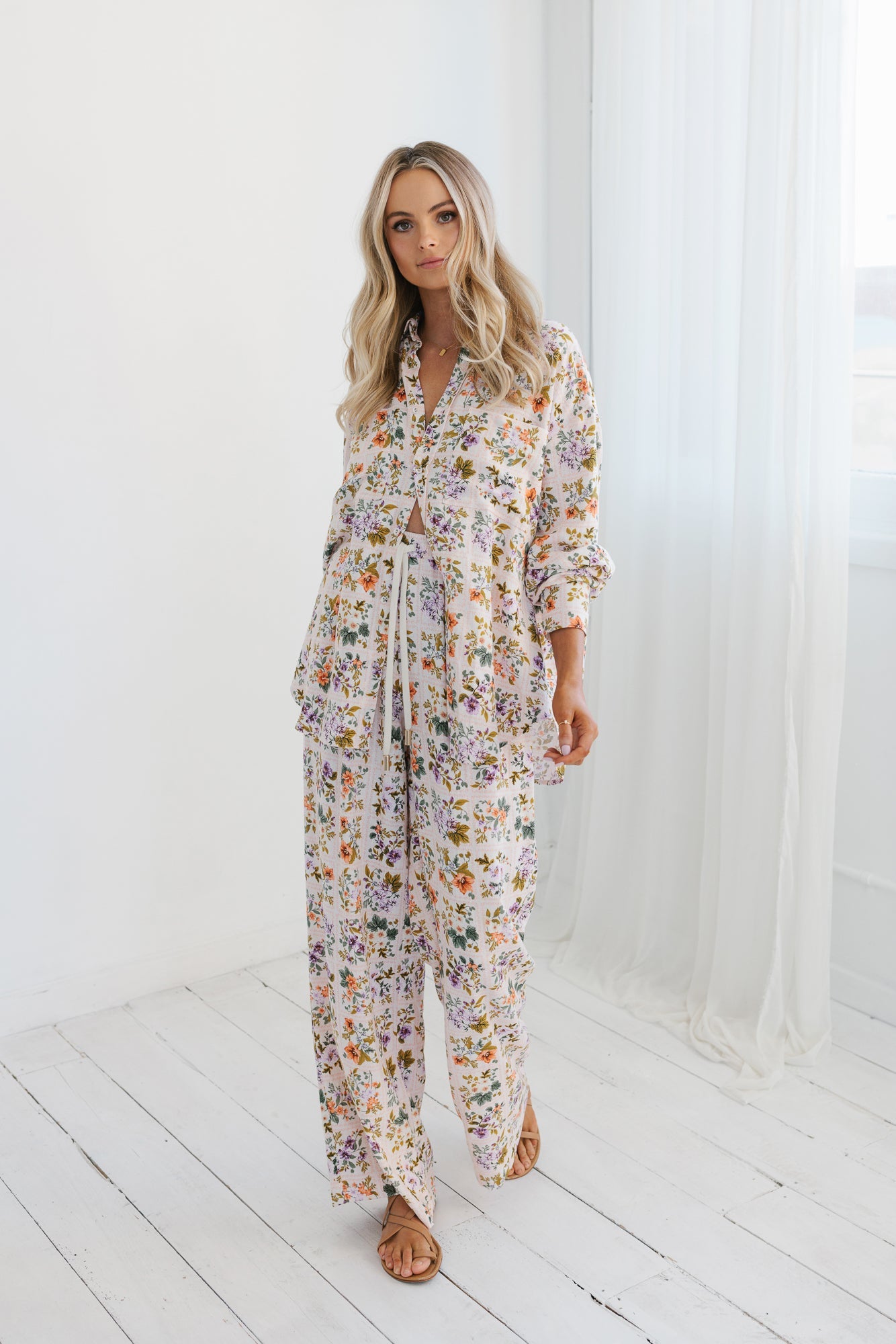 Rhea Shirt - Floral Tile Print