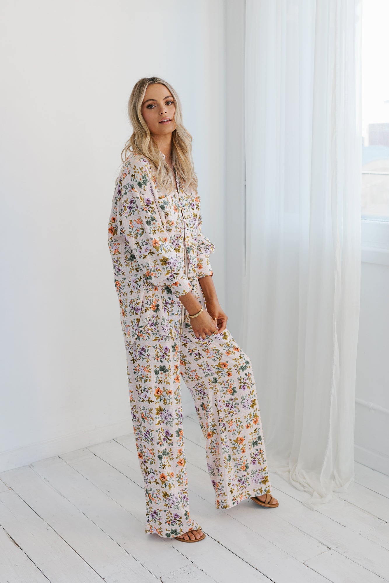 Rhea Shirt - Floral Tile Print