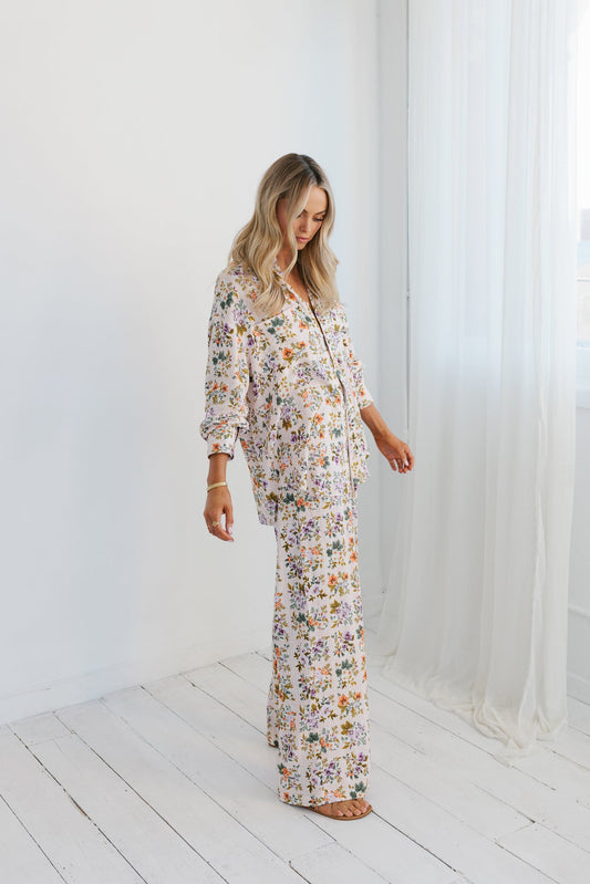 Rhea Shirt - Floral Tile Print