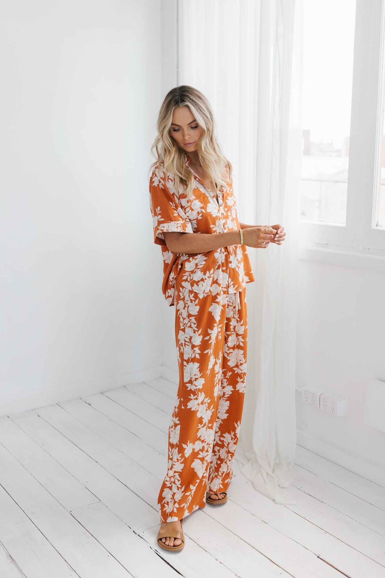Citta Pants - Auburn/Beige Floral