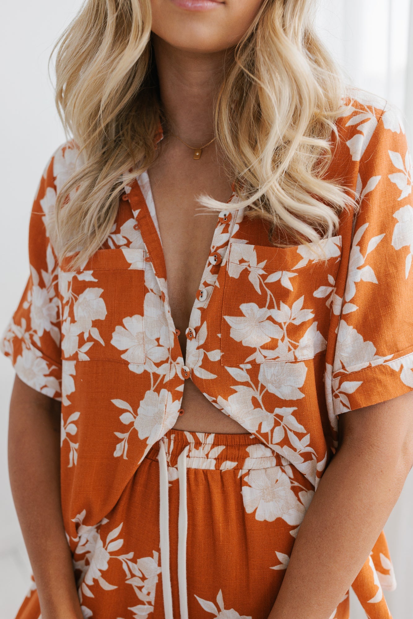 Giorno Relaxed Shirt - Auburn/Beige Floral Print