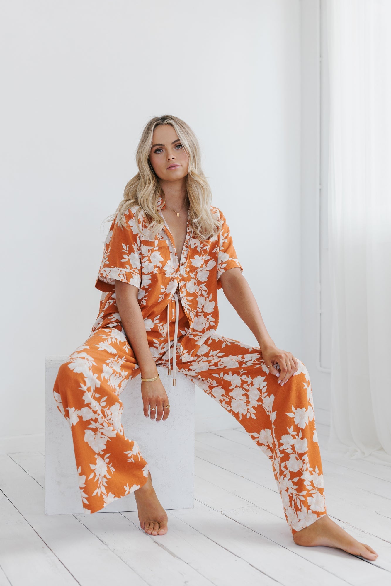 Giorno Relaxed Shirt - Auburn/Beige Floral Print