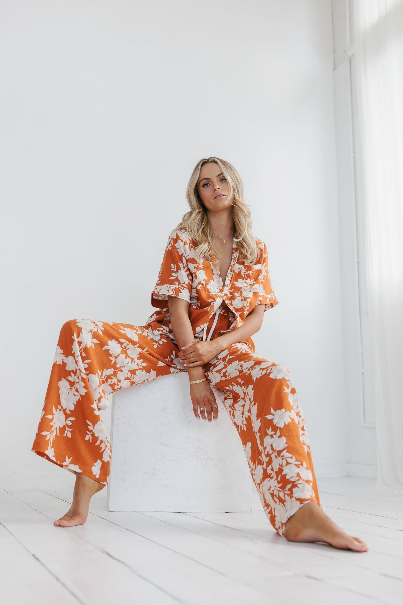 Citta Pants - Auburn/Beige Floral