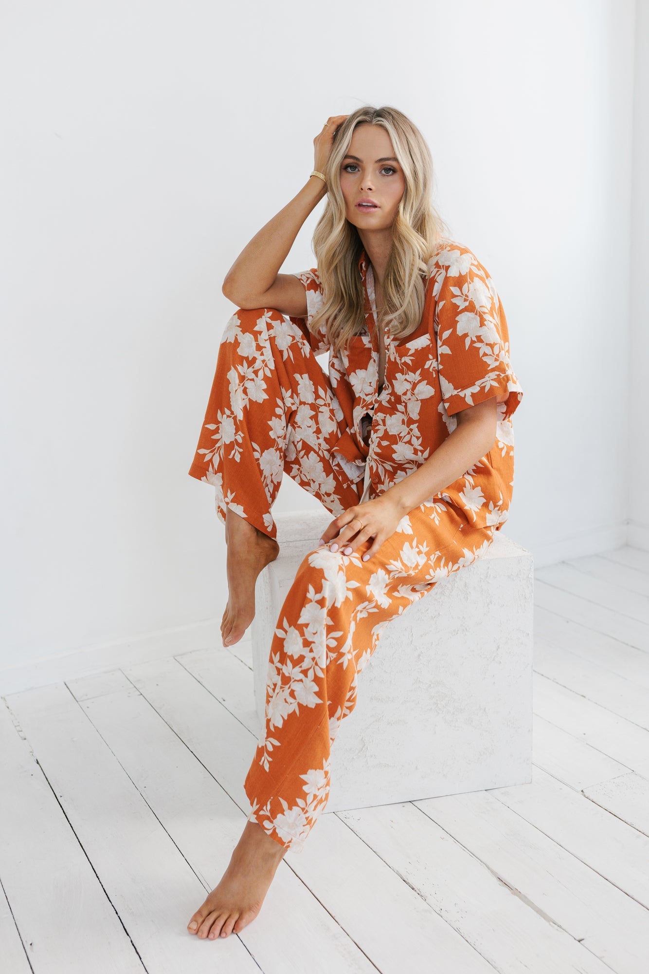 Citta Pants - Auburn/Beige Floral