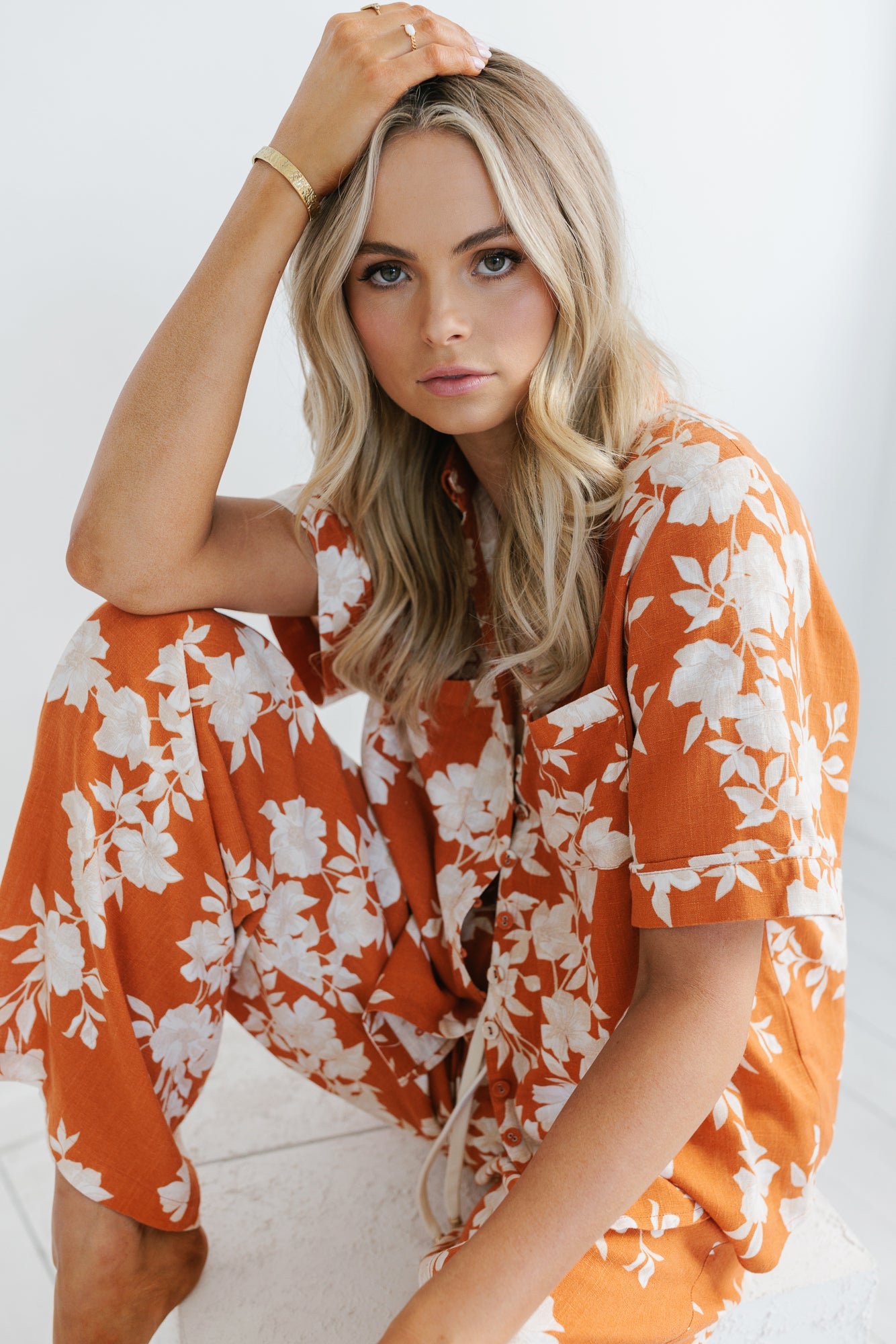 Giorno Relaxed Shirt - Auburn/Beige Floral Print