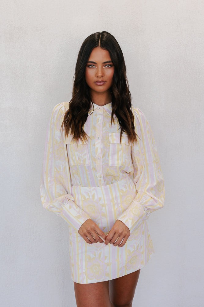 Bailee Shirt - Lemon/Pink Floral