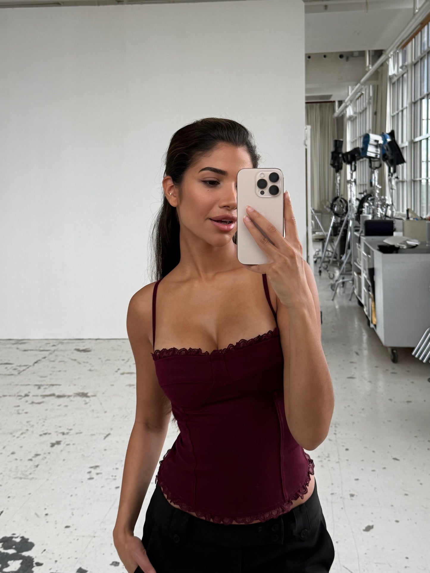Lula lace corset top - dark red